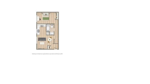 Floor plan for 1 bed, 1 bath, 449 sqft